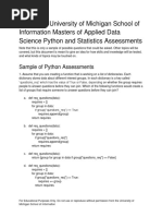 Sample of University of Michigan School of Information Masters of Applied Data Science Python and Statistics Assessments