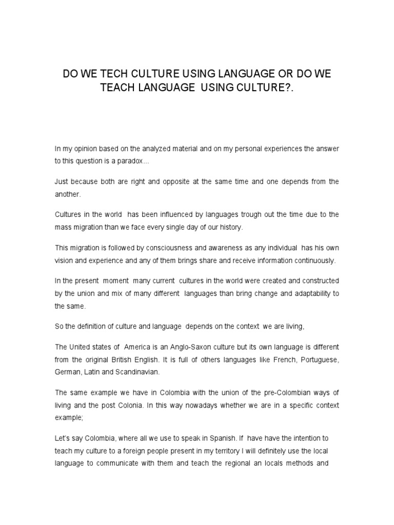 Language and Culture Interconnection | PDF | Human | Human Communication