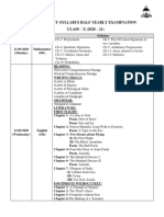 Datesheet-Syllabus Half Yearly Examination CLASS - X (2020 - 21)