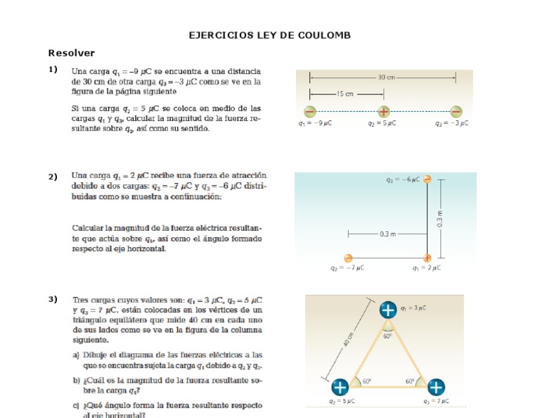 Ejercicios Ley de Coulomb PDF | PDF