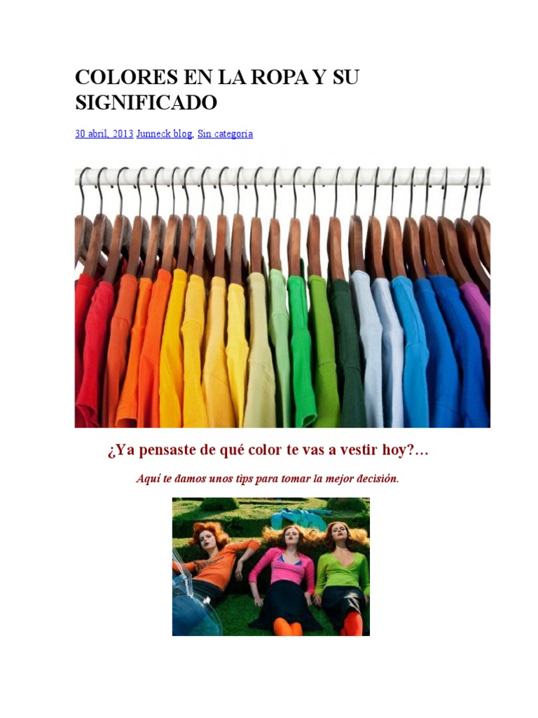 Colores en La Ropa y Su Significado | PDF | Color