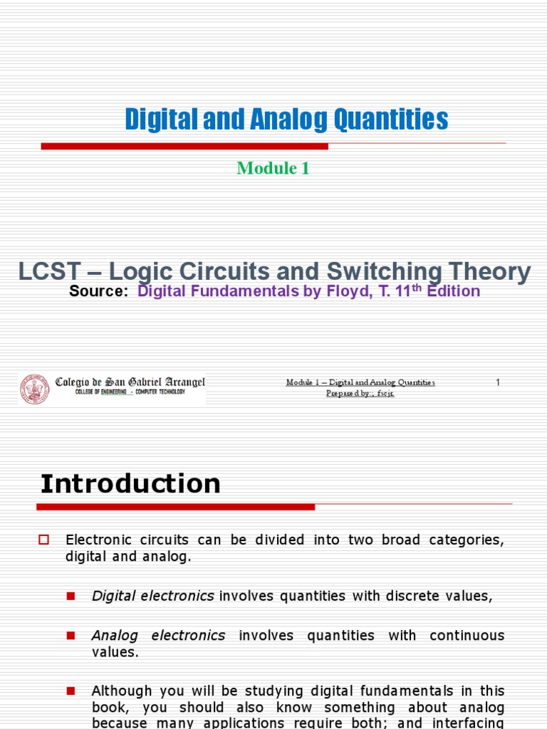 Module 1 Digital and Analog Quantities PROF PDF Analogue