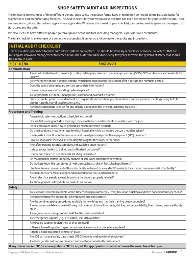 Initial Audit Checklist Ynna First Audit Administration PDF