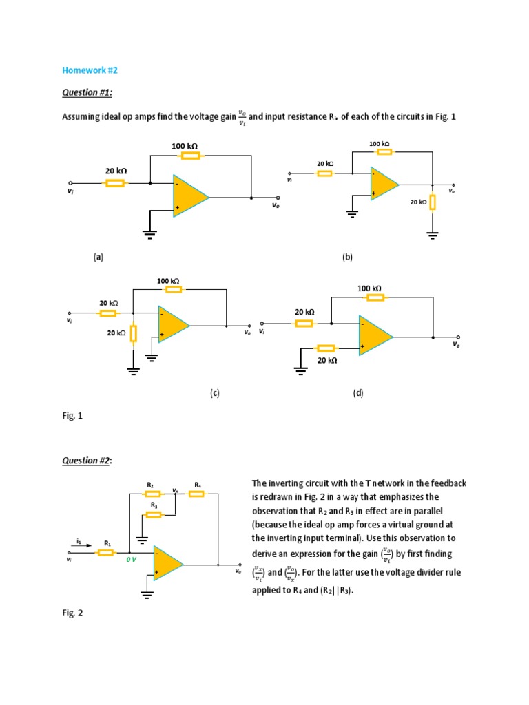 Op amp circuits homework problems | PDF | Amplifier | Operational Amplifier