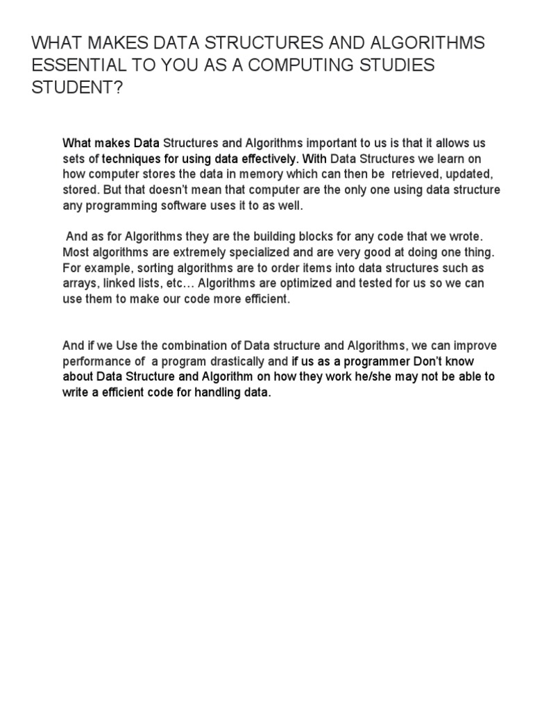 Importance of Data Structures & Algorithms | PDF | Business ...