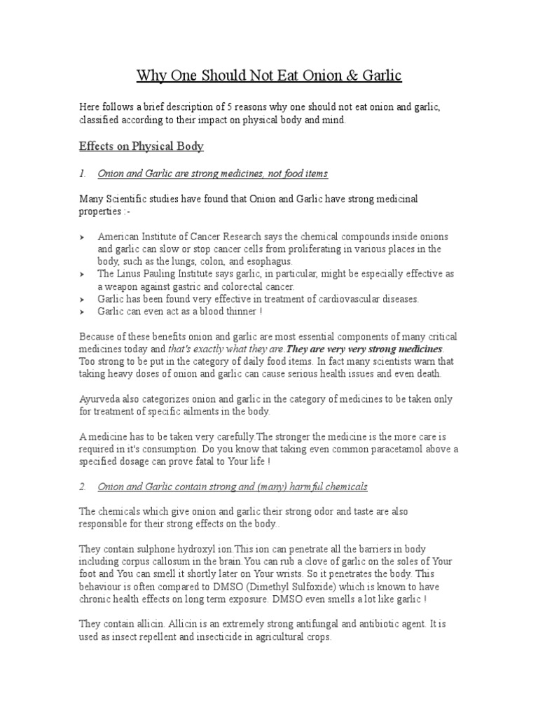 Onion and Garlic Why Should We Avoid PDF Garlic Dimethyl Sulfoxide