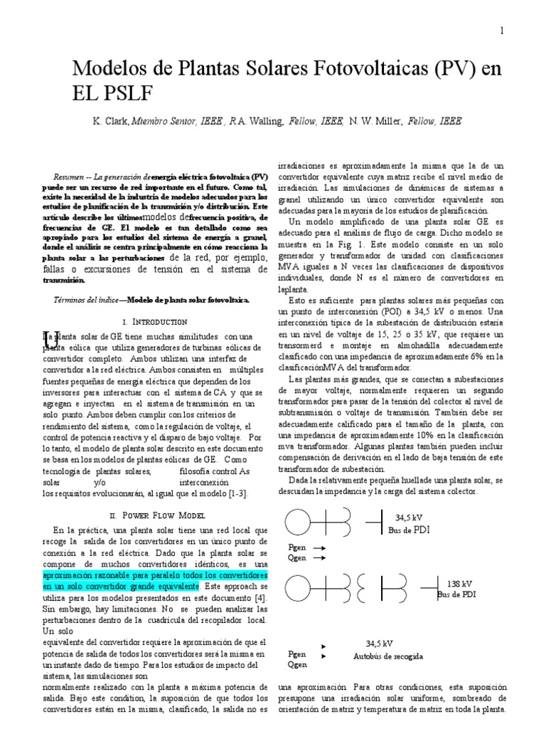 (E) Solar Photovoltaic (PV) Plant Models in PSLF | PDF | Energia ...