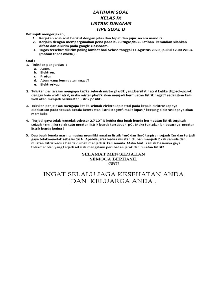 Soal Listrik Dinamis Kelas IX | PDF | Metode & Bahan Ajar | Sains ...