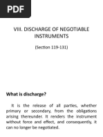 Viii. Discharge of Negotiable Instruments: (Section 119-131)