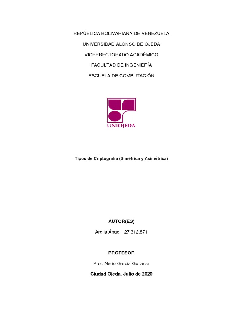 Tipos De Criptografía Simétrica Y Asimétrica Pdf Pdf Clave