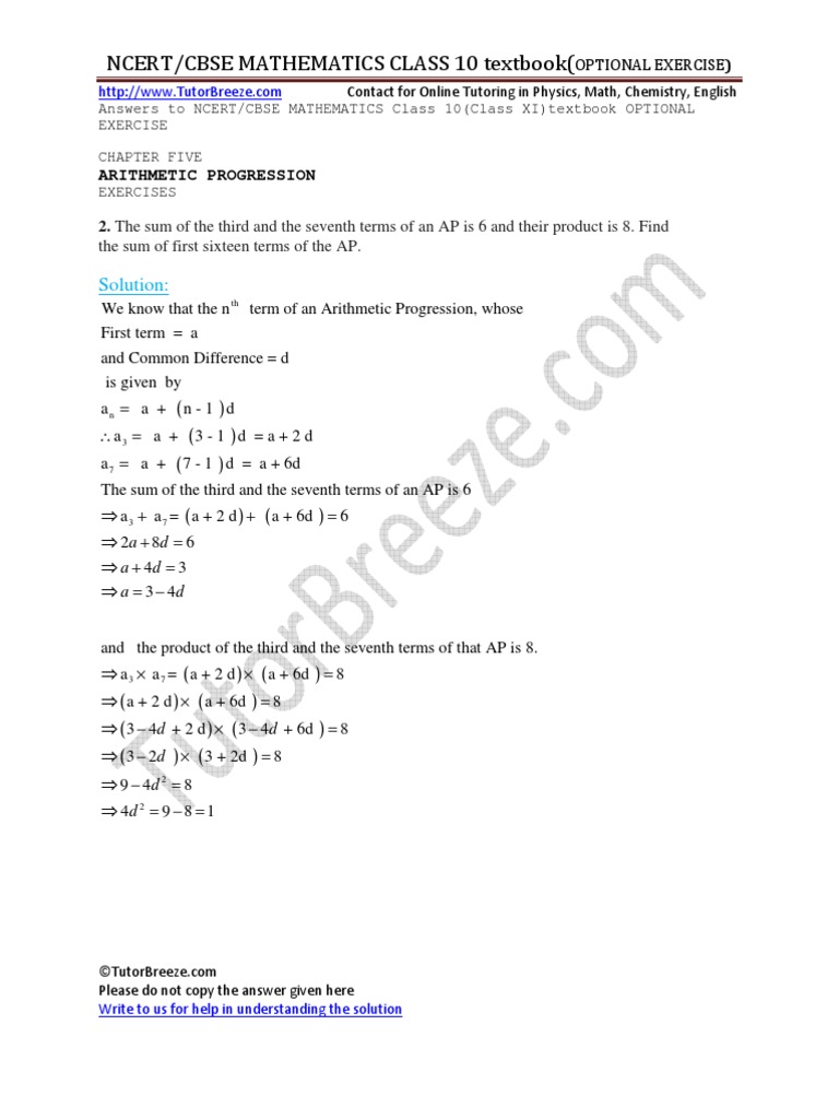 Ncert/Cbse Mathematics Class 10 Textbook (: Solution | PDF | Teaching ...