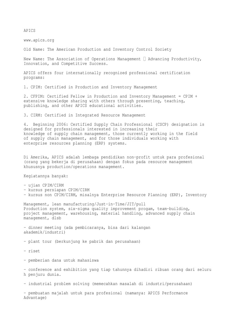 APICS | PDF