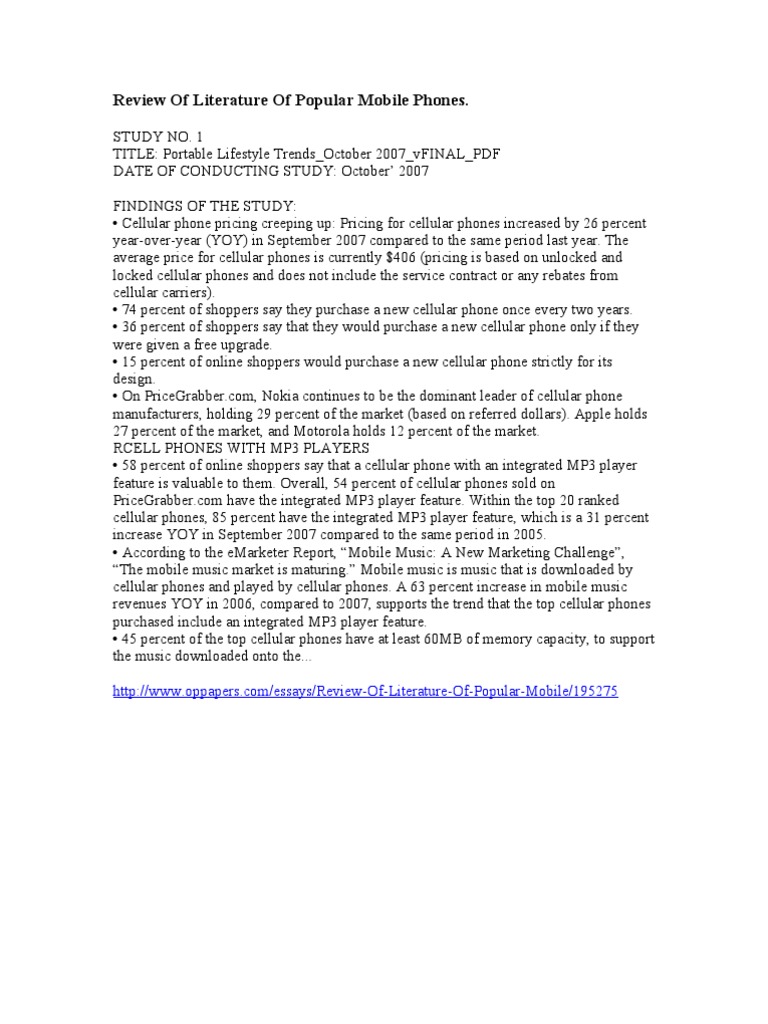 Review Of Literature Of Popular Mobile Phones Mobile Phones Classroom