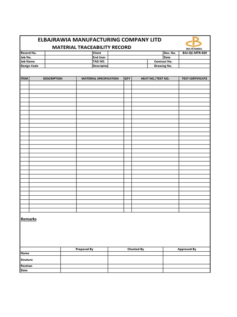 Material Traceability Inspection Report | PDF | Nondestructive Testing ...