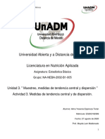 Estadistica Basica. Unidad 3. " Muestreo, Medidas de Tendencia Central y Dispersión "