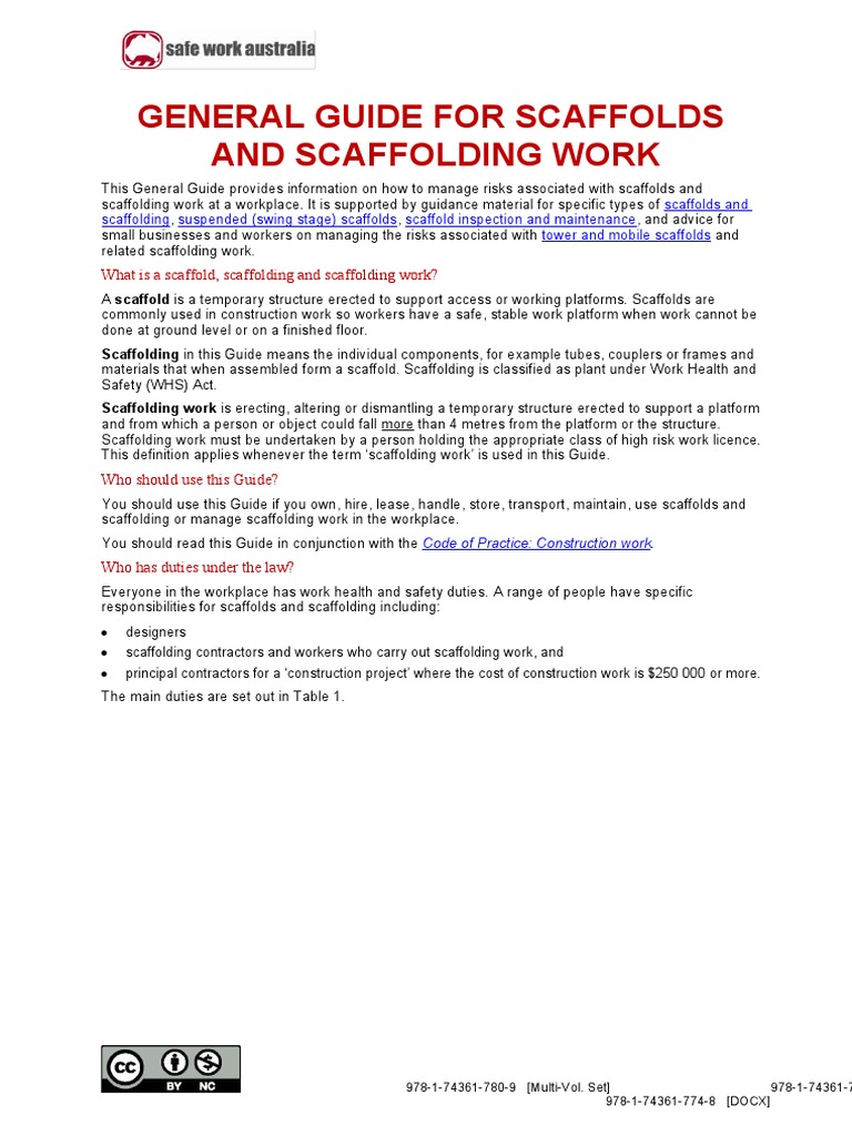 General Guide For Scaffolds and Scaffolding Work | PDF | Scaffolding ...