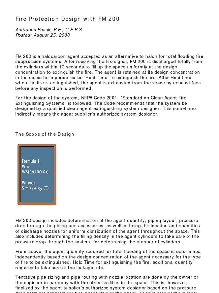 FM 200 Fire Protection System Design | PDF | Duct (Flow) | Density