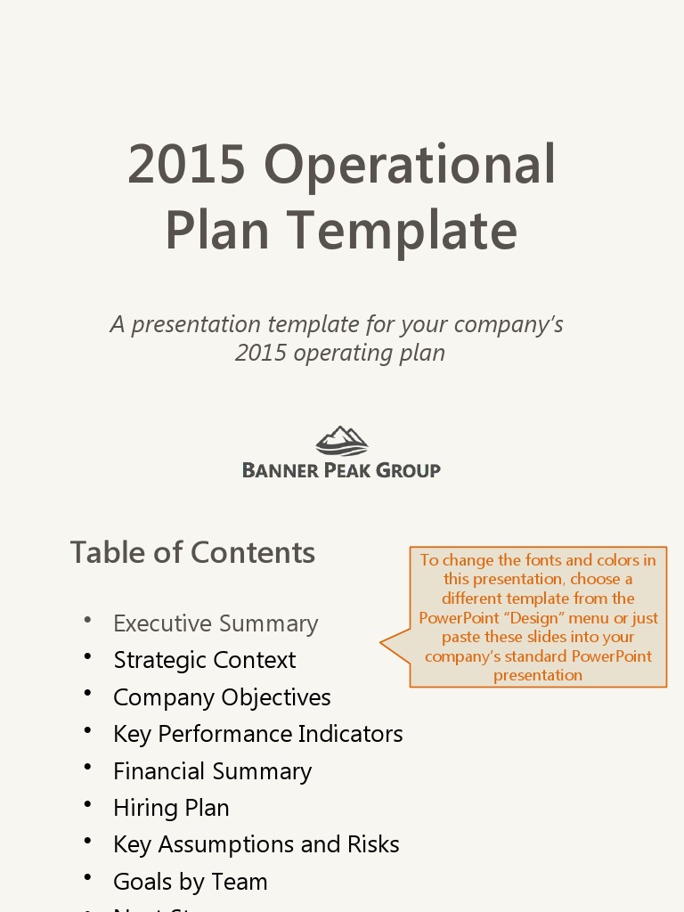2015 Operational Plan Template: A Presentation Template For Your ...