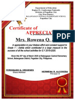 Certificate of Appreciation For Parents