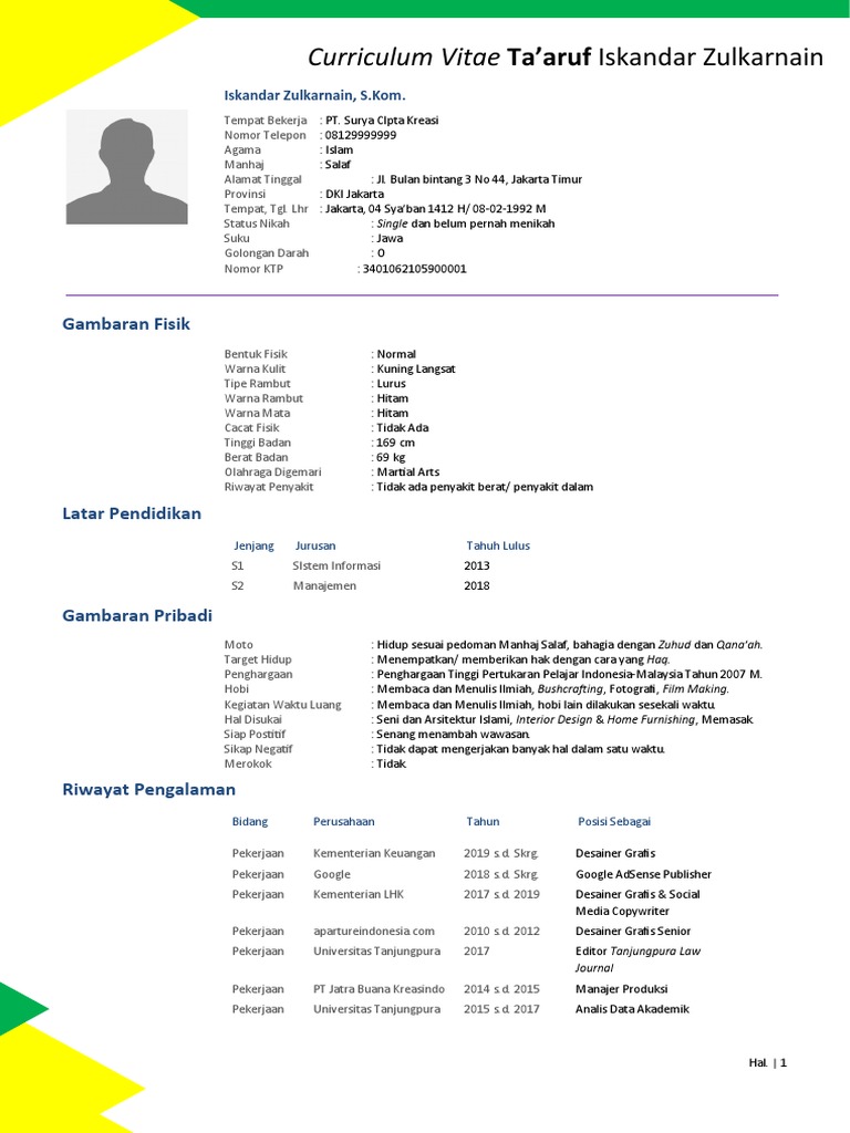 My CV Taaruf Template PDF