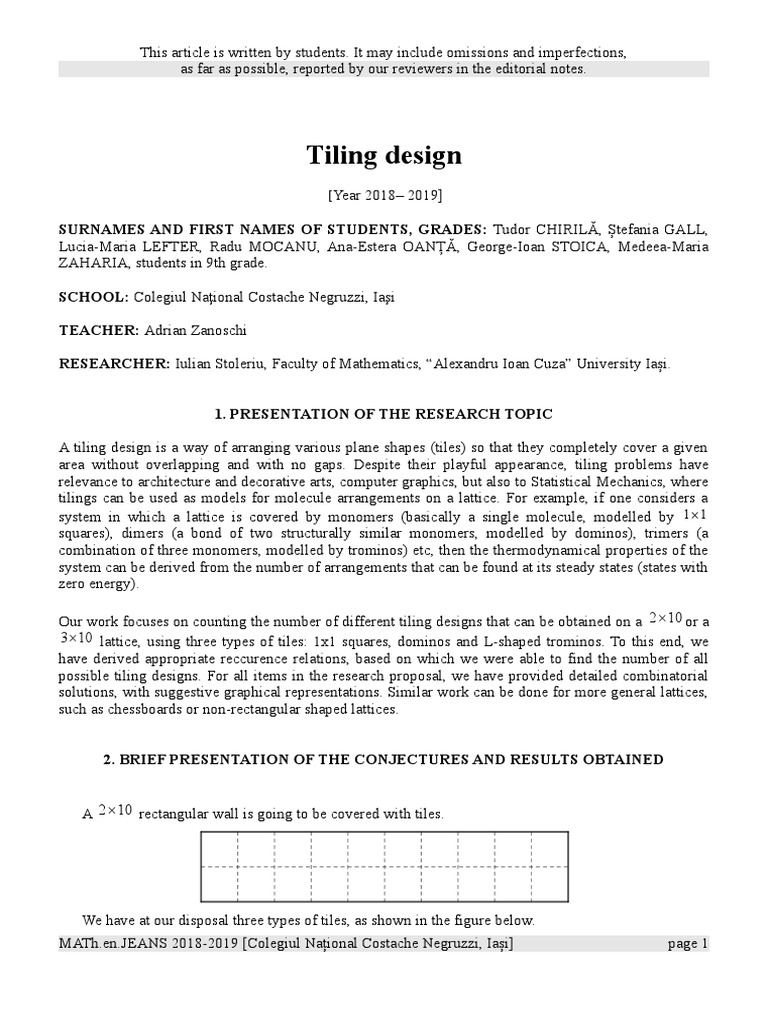 Tiling Design 9A v22 PDF Teaching Mathematics