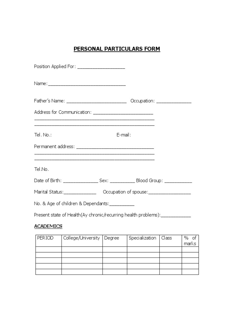 Candidate Personal Details Form | PDF | Employment | Behavior Modification
