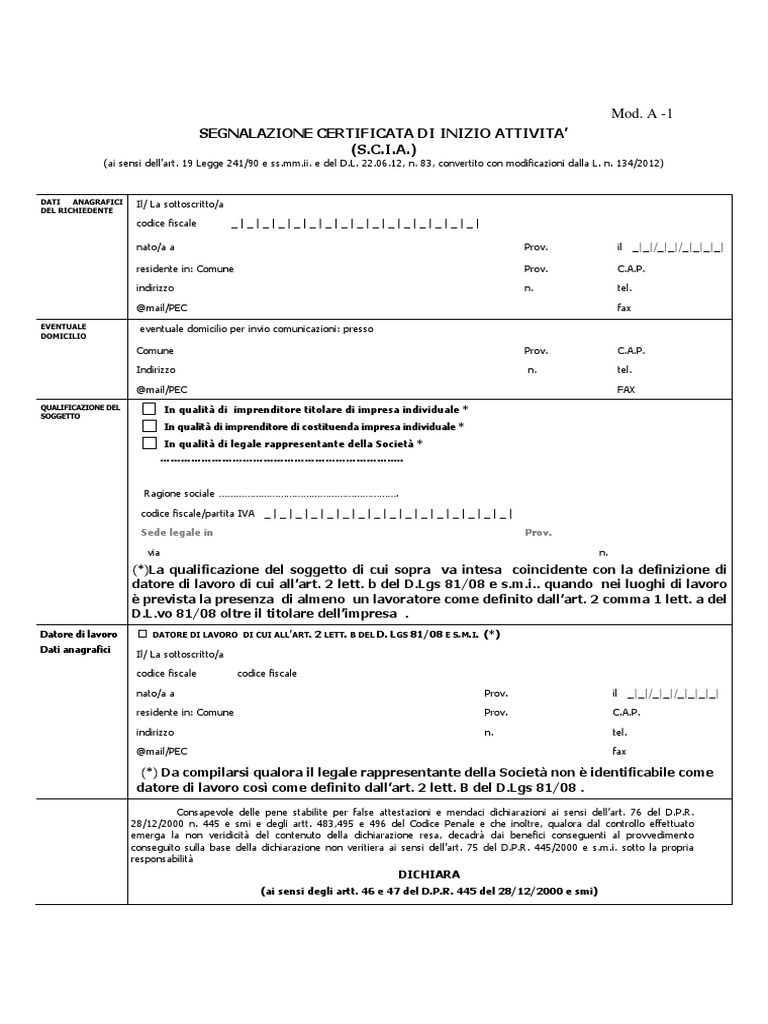Modello Scia A 1 Pdf