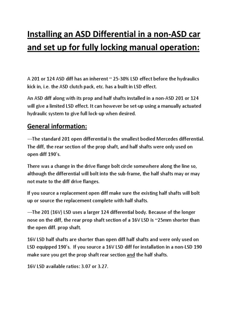 Installing ASD Differential in Non-ASD Cars | PDF | Valve | Pump