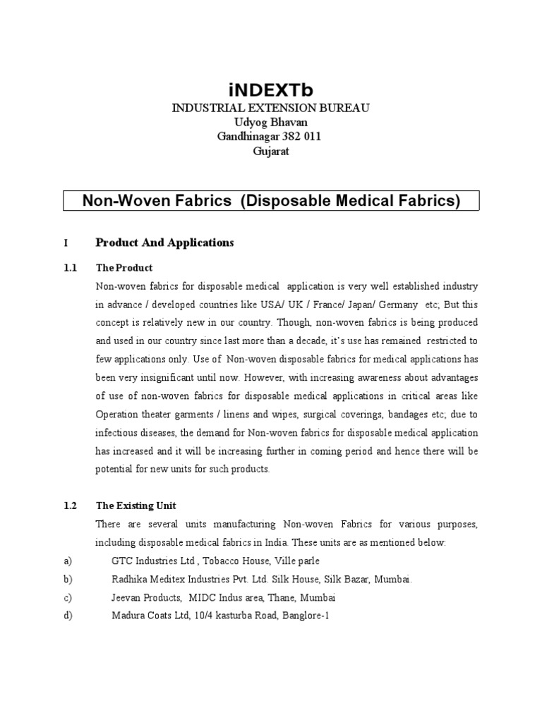 Non-Woven Fabrics (Disposable Medical Fabrics) | PDF | Extrusion ...