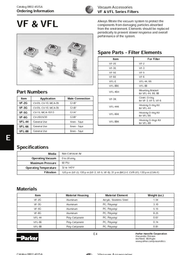 VF & VFL Series Filter Catalog | PDF | Filtration | Materials