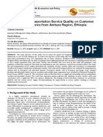Transportation Service Quality Impact on Customer Satisfaction Ethiopia