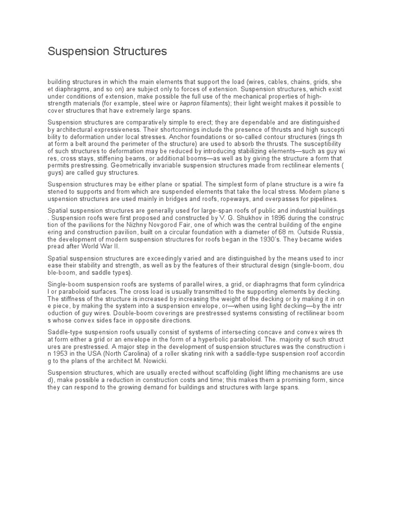 Overview of Suspension Structures | PDF | Economic Sectors | Structural ...