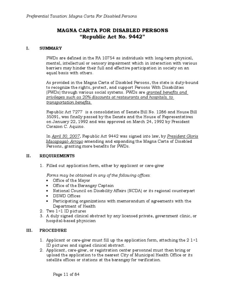 RA 9442: Benefits for Persons with Disabilities | PDF | Funeral ...