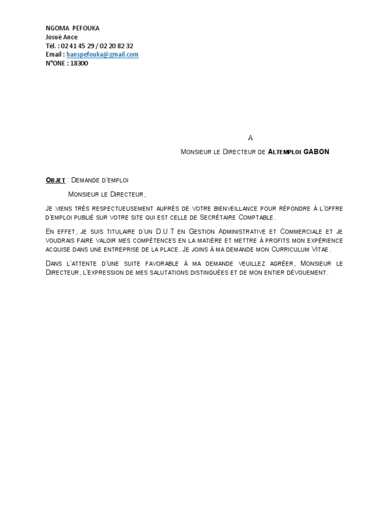 Lettre De Motivation Pdf