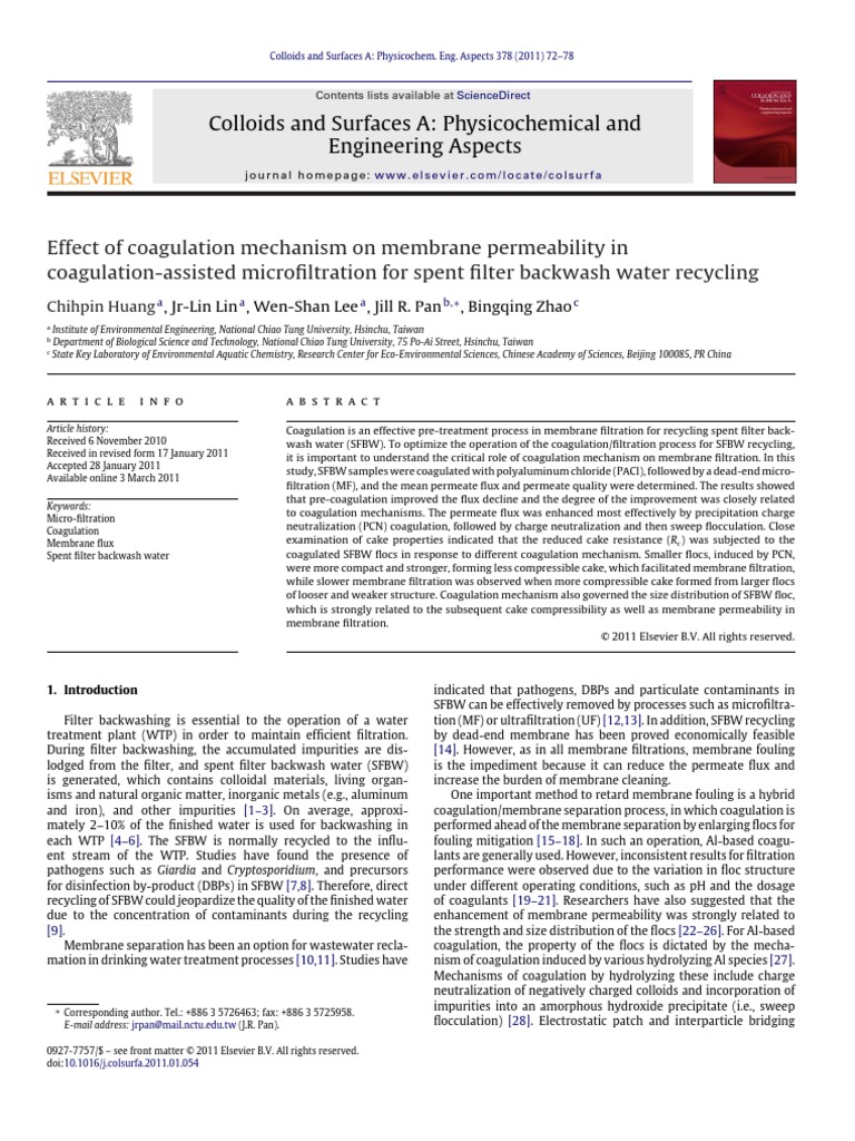 Effect of Coagulation Mechanism On Membrane Permeability in Coagulation