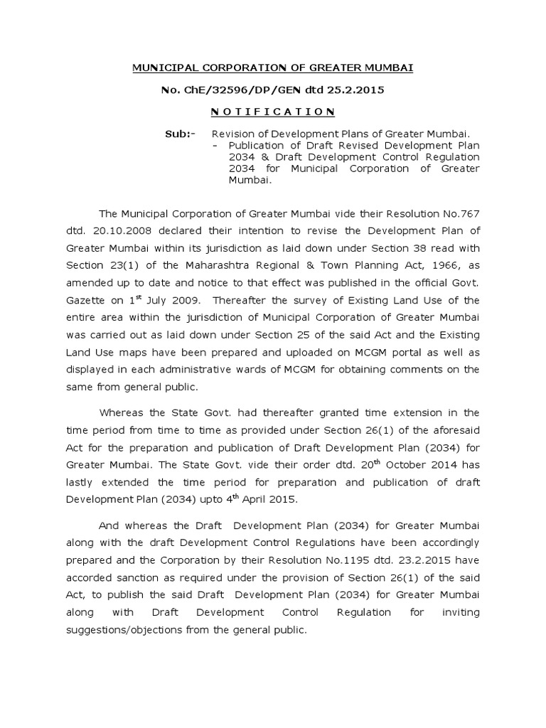 Draft Mumbai Development Plan 2034 | PDF | Government Information | Justice