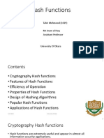 Hash Functions: Presented By: Tahir Mehmood (1019) Presented To: Mr. Inam Ul Haq Assistant Professor