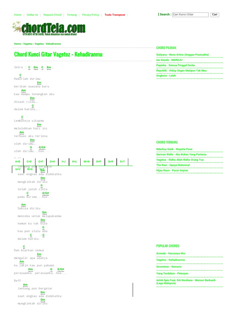 Kunci Gitar Vagetoz Kehadiranmu Chord Dasar Kunci Gitar Lirik Lagu C Pdf