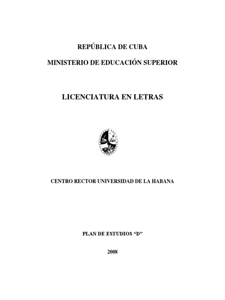 Plan de Estudios para la Licenciatura en Letras de la Universidad de La ...