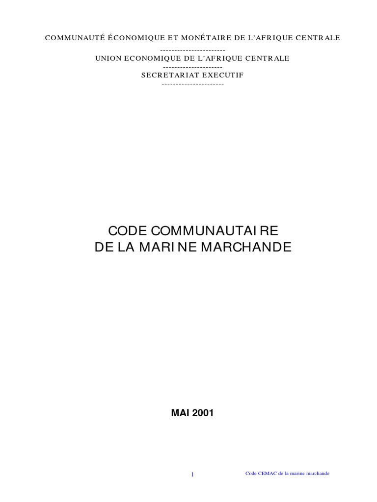 CEMAC - Code Marine Marchande PDF | PDF | Port | Droit de la mer