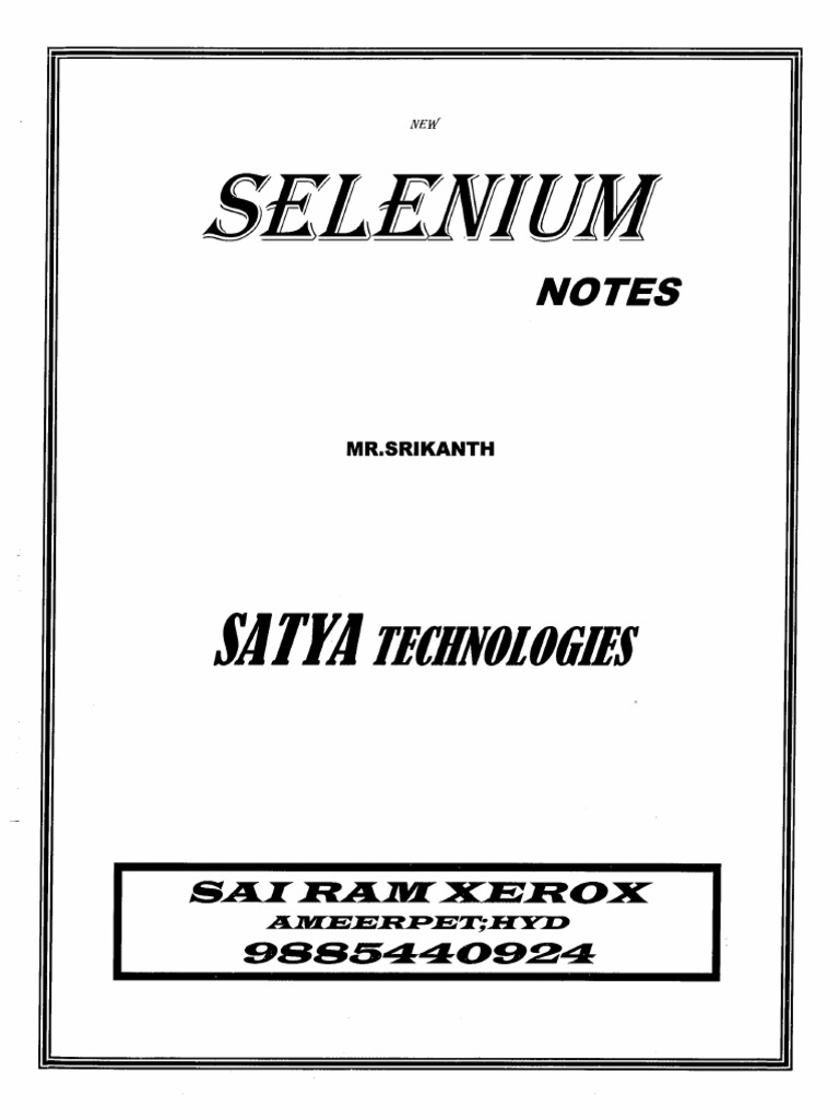 Selenium Notes by Satya Sir Ameerpet Hyd PDF | PDF