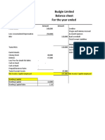 Budgie Limited Balance Sheet and Profit & Loss Account