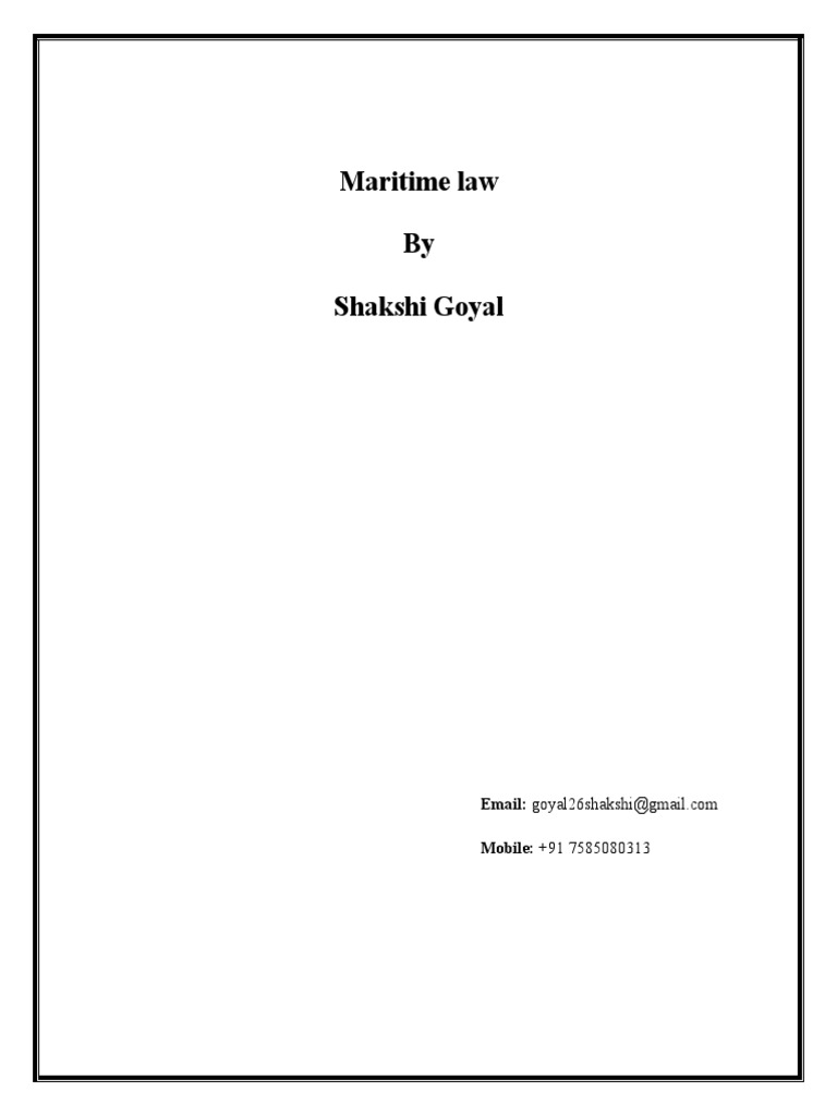 An InDepth Analysis of Maritime Law in India PDF Admiralty Law