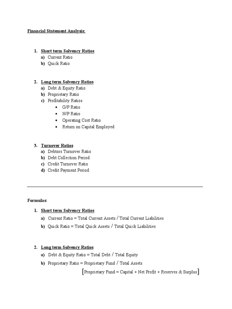 Ratio Analysis - (Fin Statement Analysis) | PDF