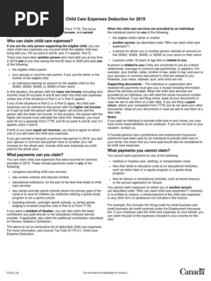 child care expense t778