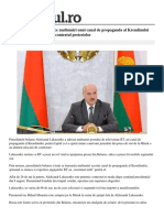 Aleksandr Lukasenko Aduce Multumiri Unui Canal de Propaganda Al Kremlinului Pentru Faptul Ca Il Ajuta in Contextul Protestelor
