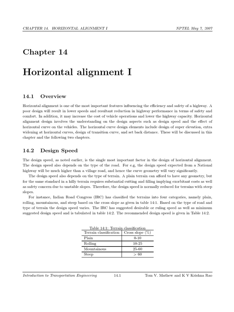 Horizontal Alignment Design in Highways | PDF | Road | Force