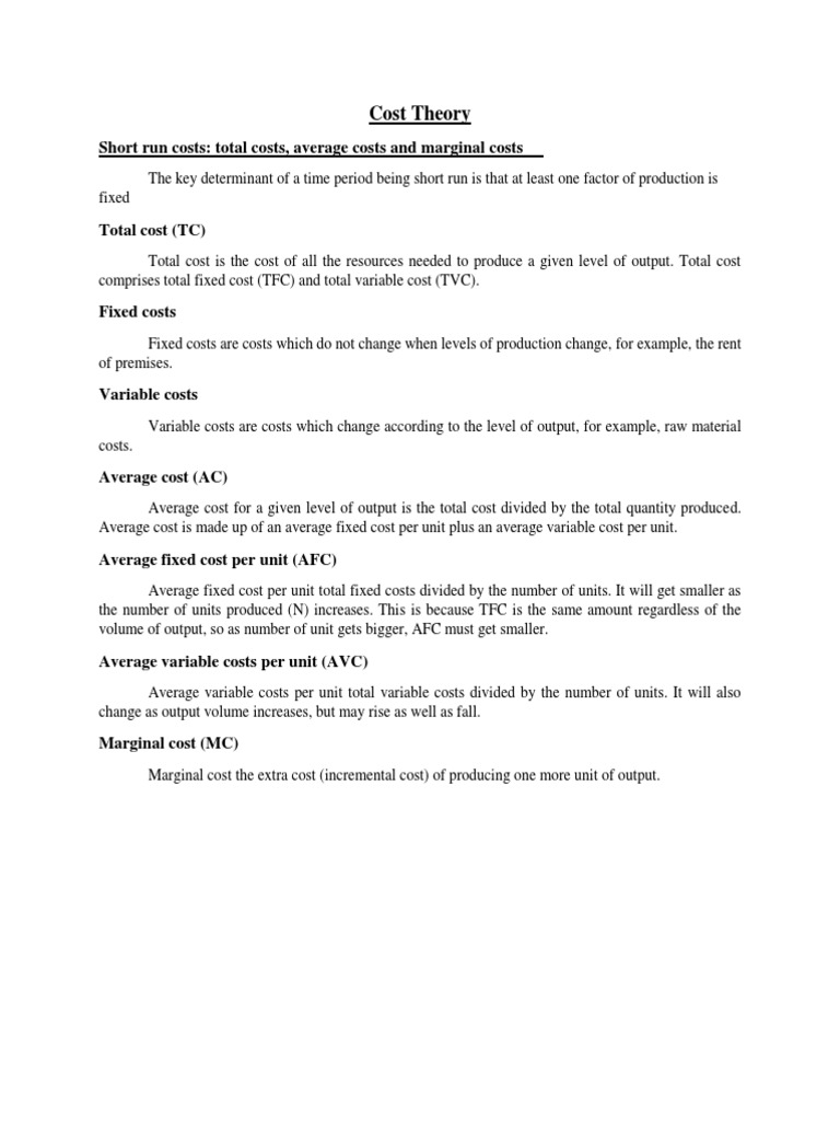 Cost Theory PDF Average Cost Economies Of Scale