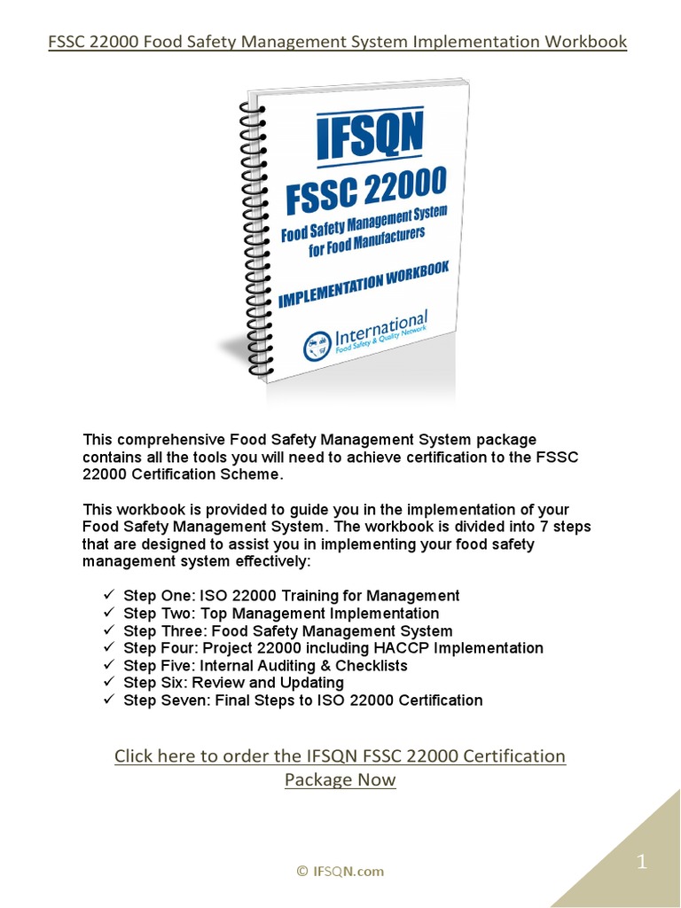 IFSQN FSSC 22000 Implementation Workbook 2018 Sample | PDF | Food ...