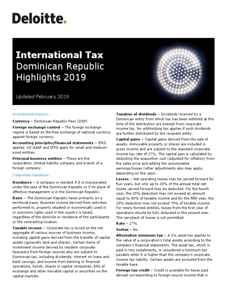 International Tax Dominican Republic Highlights 2019 PDF
